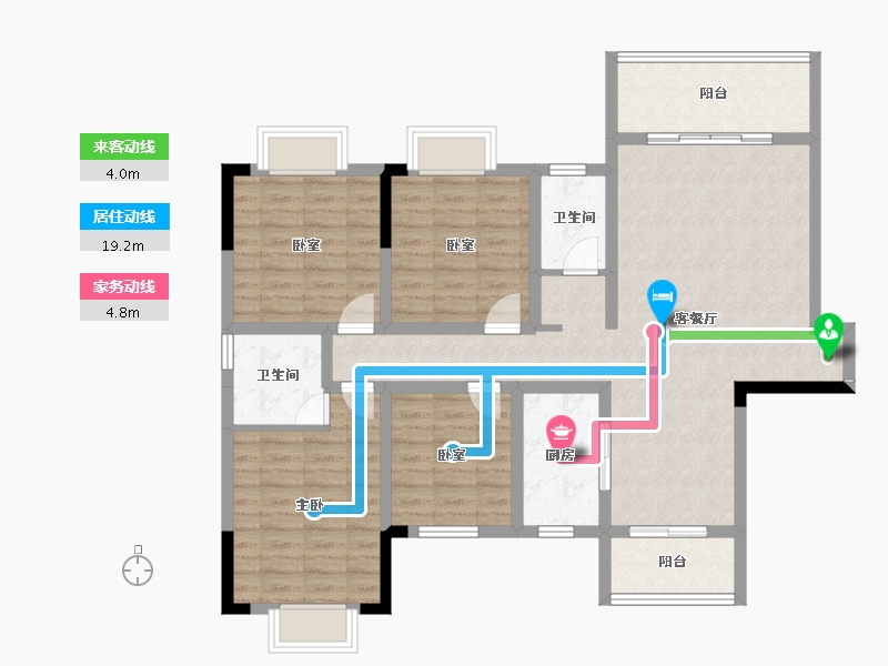 湖南省-郴州市-金桂世纪城-107.30-户型库-动静线