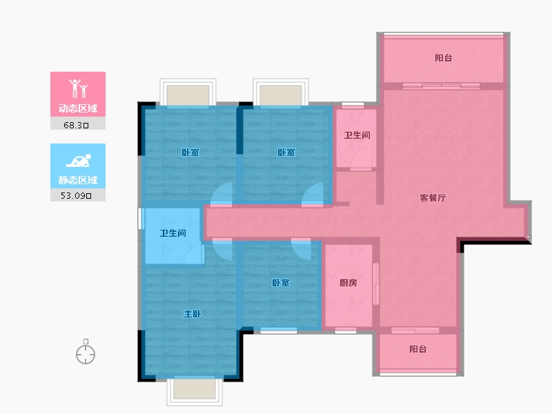 湖南省-郴州市-金桂世纪城-107.30-户型库-动静分区