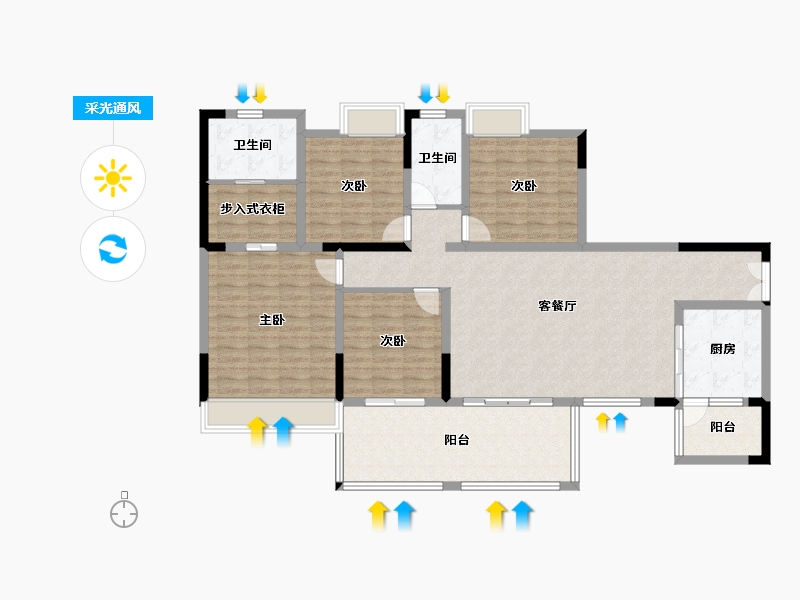 四川省-德阳市-中恒国际社区2期宽庭-135.70-户型库-采光通风