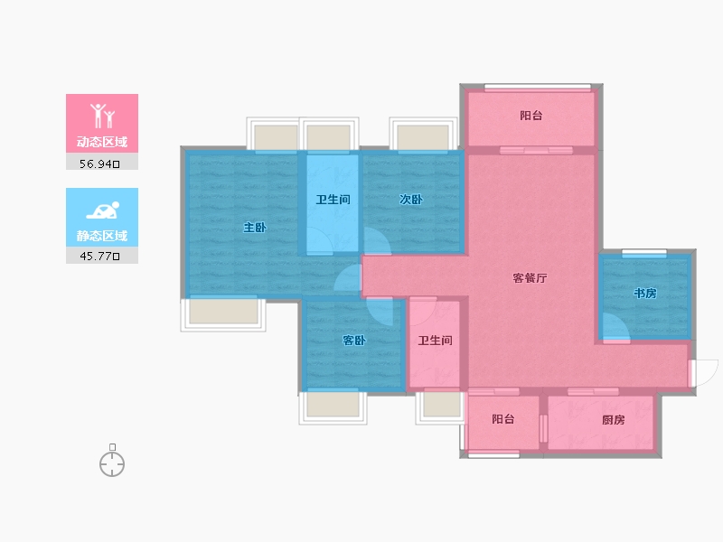 广西壮族自治区-梧州市-宏达五洲花城-90.87-户型库-动静分区