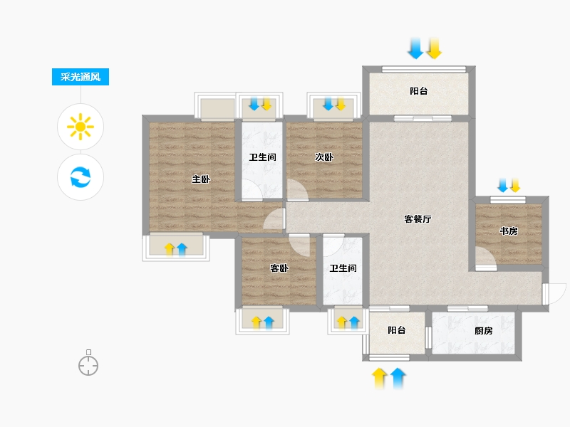 广西壮族自治区-梧州市-宏达五洲花城-90.87-户型库-采光通风