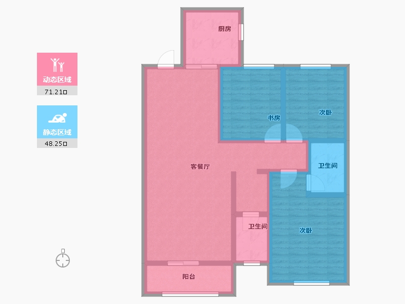 陕西省-宝鸡市-西建福慧城二期-106.40-户型库-动静分区