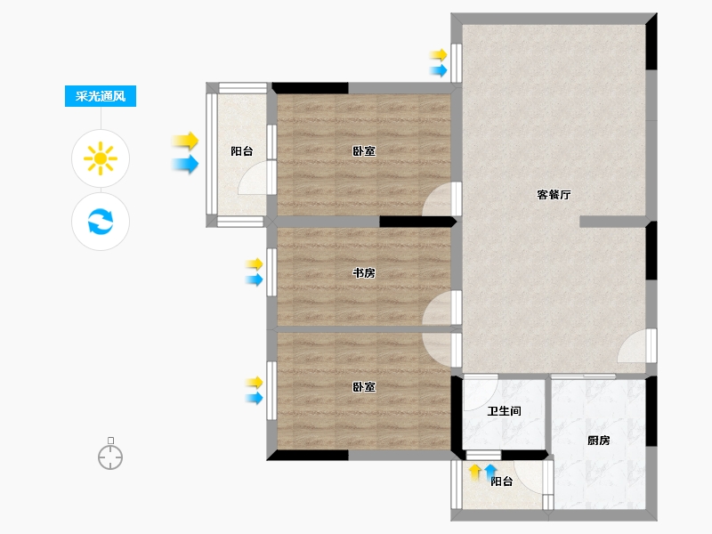 湖北省-咸宁市-金色海湾星河湾-81.64-户型库-采光通风