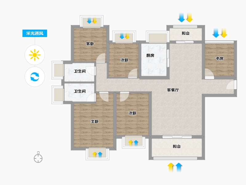 广西壮族自治区-梧州市-宏达五洲花城-109.46-户型库-采光通风