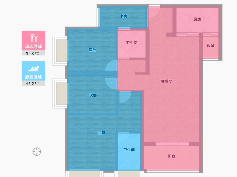 广西壮族自治区-梧州市-宏达五洲花城-88.16-户型库-动静分区