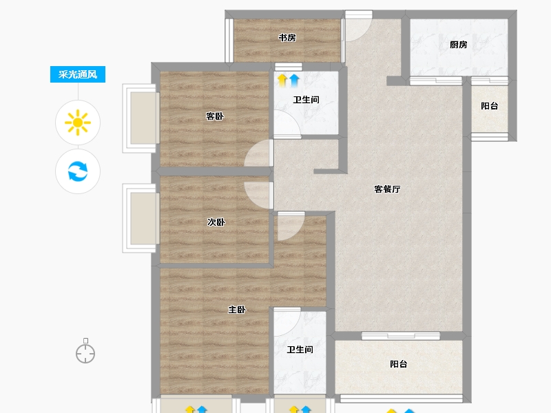 广西壮族自治区-梧州市-宏达五洲花城-88.16-户型库-采光通风