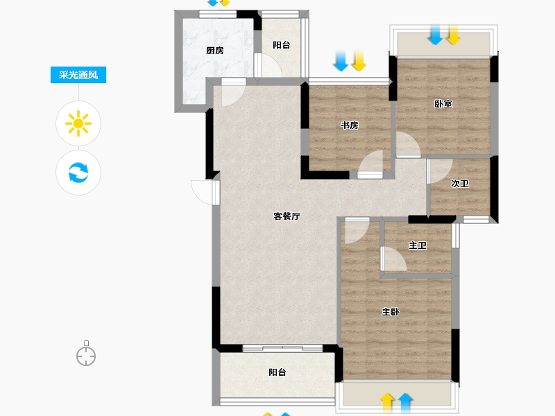 四川省-南充市-金鸿太阳城-82.98-户型库-采光通风