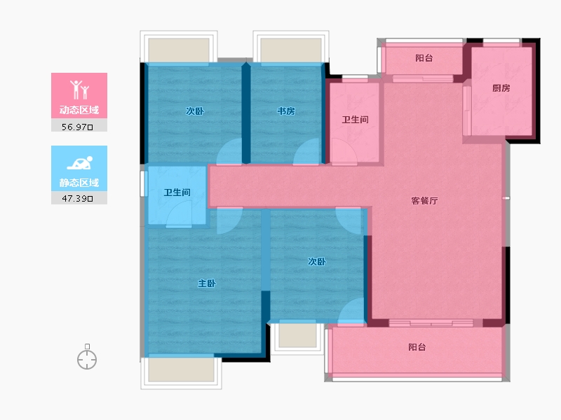 湖南省-株洲市-禾田生态智慧城长一府-93.50-户型库-动静分区