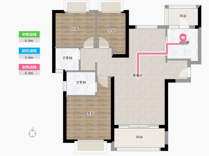 福建省-龙岩市-恒大绿洲三期天璟苑-87.26-户型库-动静线