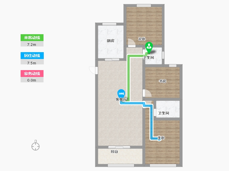 陕西省-宝鸡市-西建福慧城二期-103.76-户型库-动静线