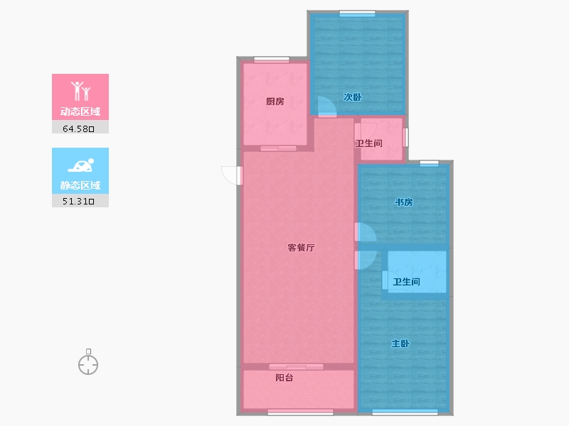 陕西省-宝鸡市-西建福慧城二期-103.76-户型库-动静分区