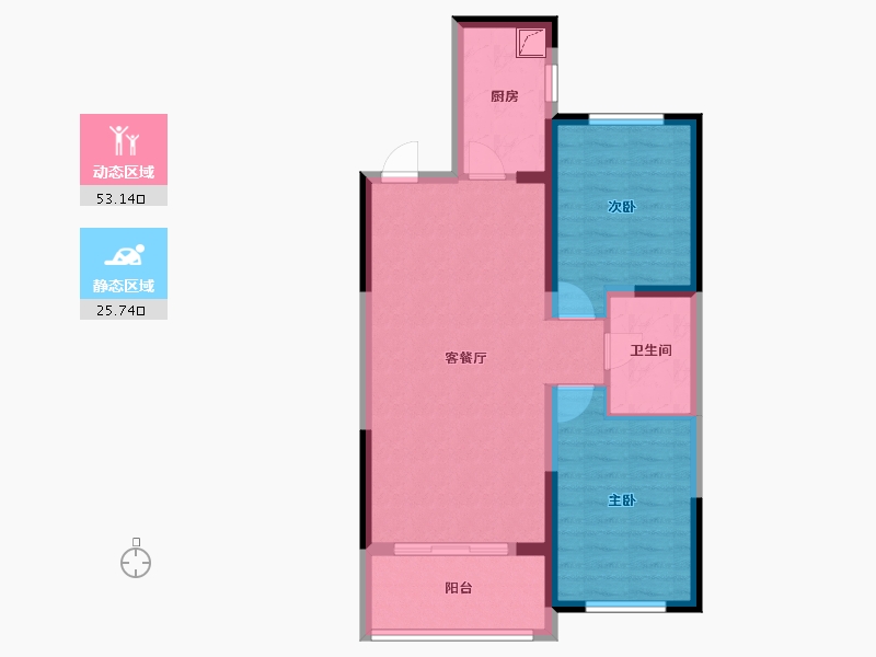 辽宁省-盘锦市-蓝色康桥N区·天玺城-70.29-户型库-动静分区