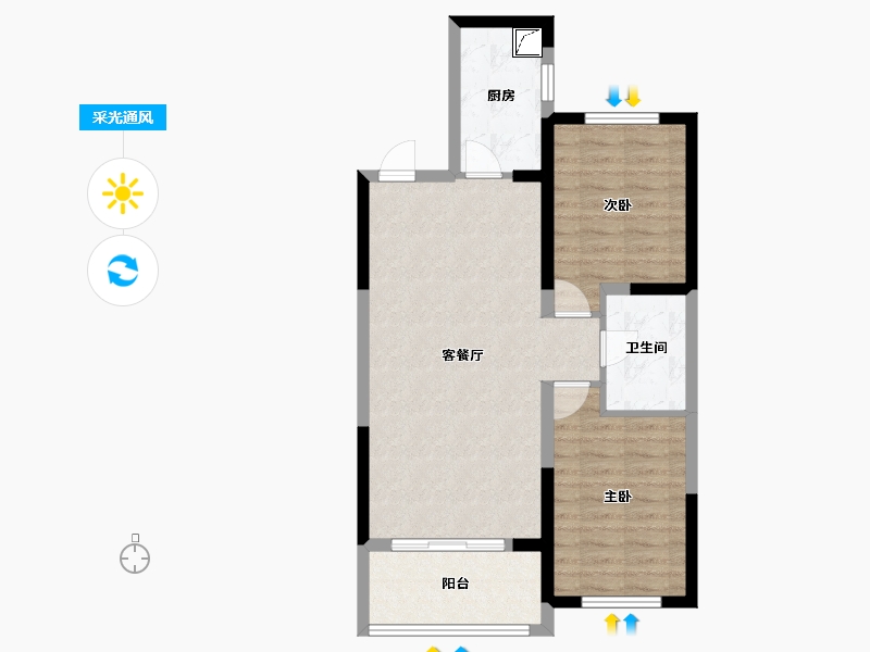 辽宁省-盘锦市-蓝色康桥N区·天玺城-70.29-户型库-采光通风