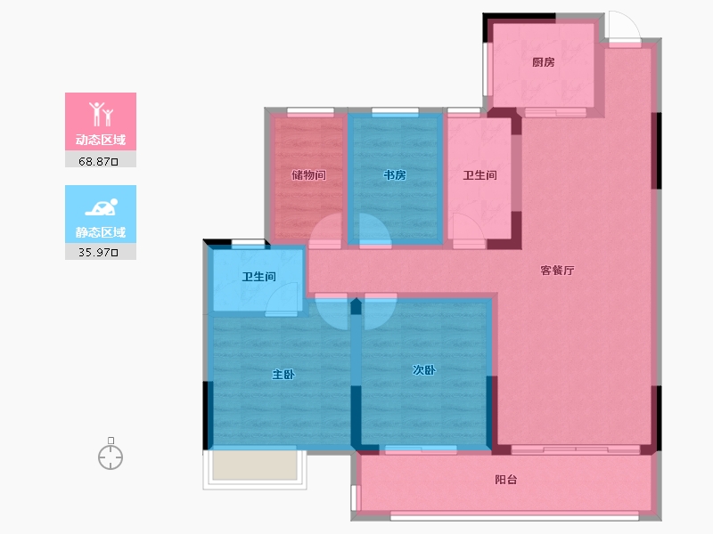 贵州省-毕节市-水岸华府-121.00-户型库-动静分区