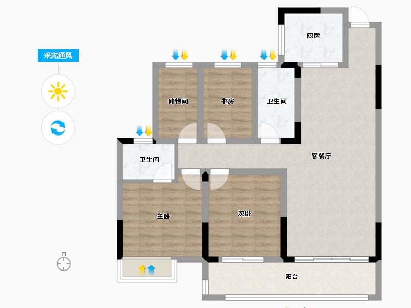 贵州省-毕节市-水岸华府-121.00-户型库-采光通风