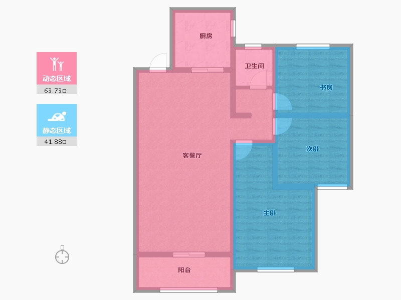 陕西省-宝鸡市-西建福慧城二期-94.31-户型库-动静分区