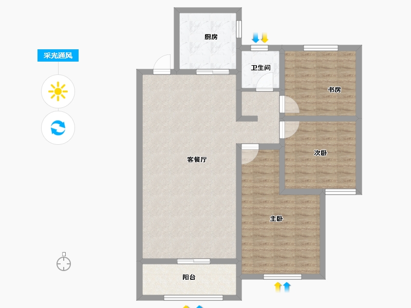 陕西省-宝鸡市-西建福慧城二期-94.31-户型库-采光通风