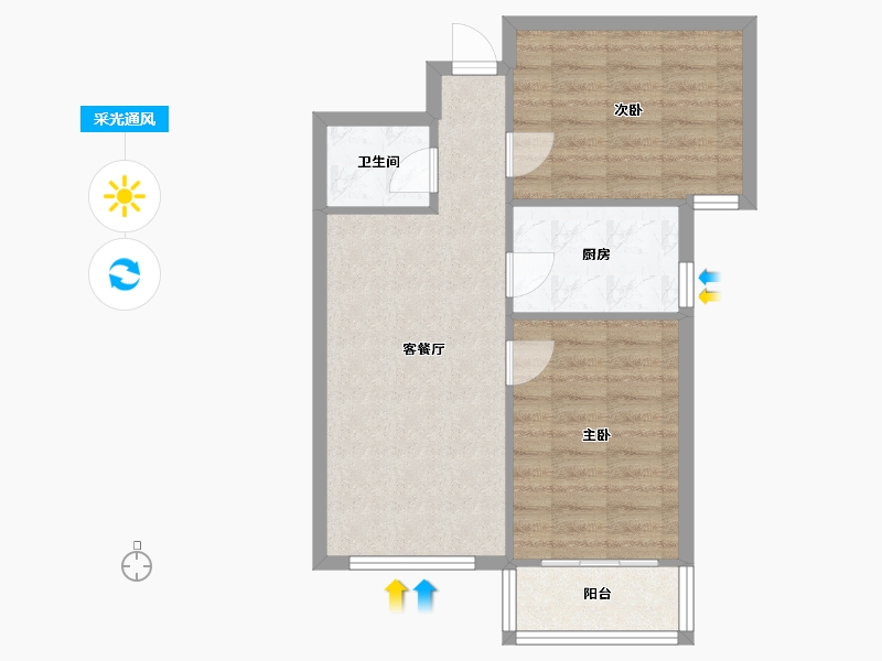 河北省-石家庄市-龙洲新城-70.49-户型库-采光通风