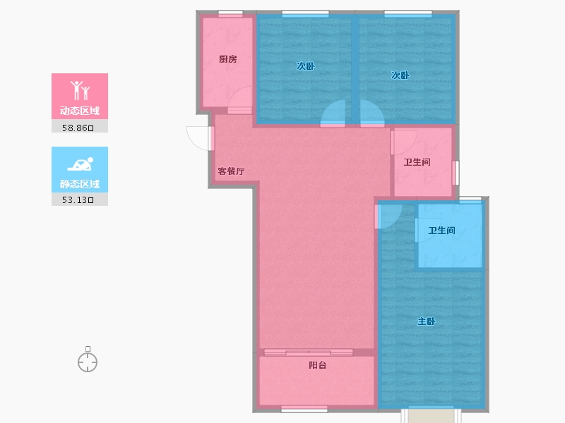 陕西省-宝鸡市-西建福慧城二期-100.60-户型库-动静分区