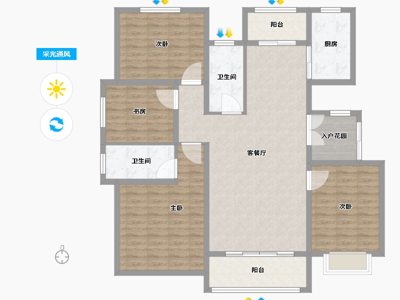 河南省-焦作市-沁阳晨升一號城邦-123.61-户型库-采光通风