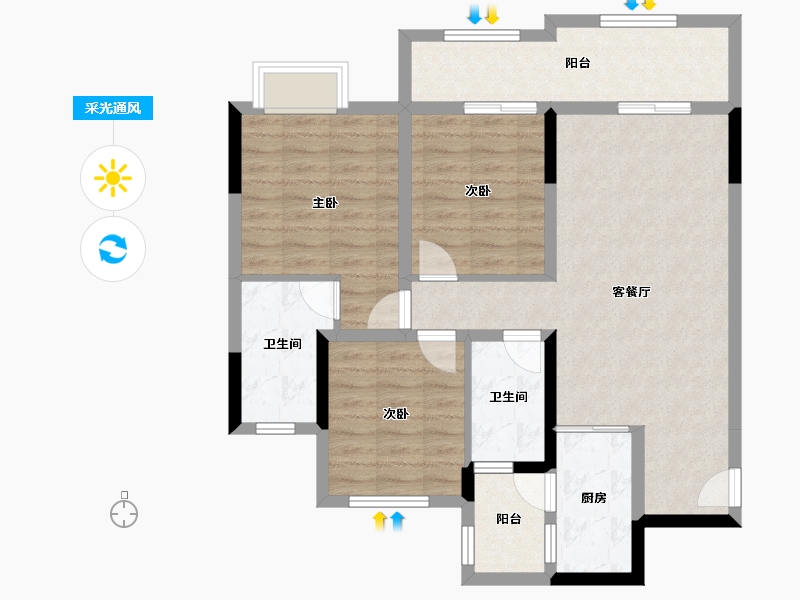 四川省-成都市-成都融创文旅城-92.00-户型库-采光通风