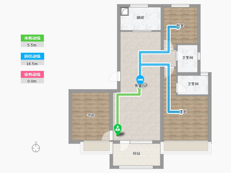 内蒙古自治区-乌兰察布市-众邦·皇苑-85.81-户型库-动静线