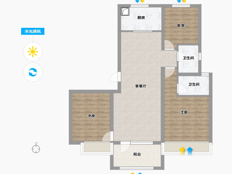 内蒙古自治区-乌兰察布市-众邦·皇苑-85.81-户型库-采光通风