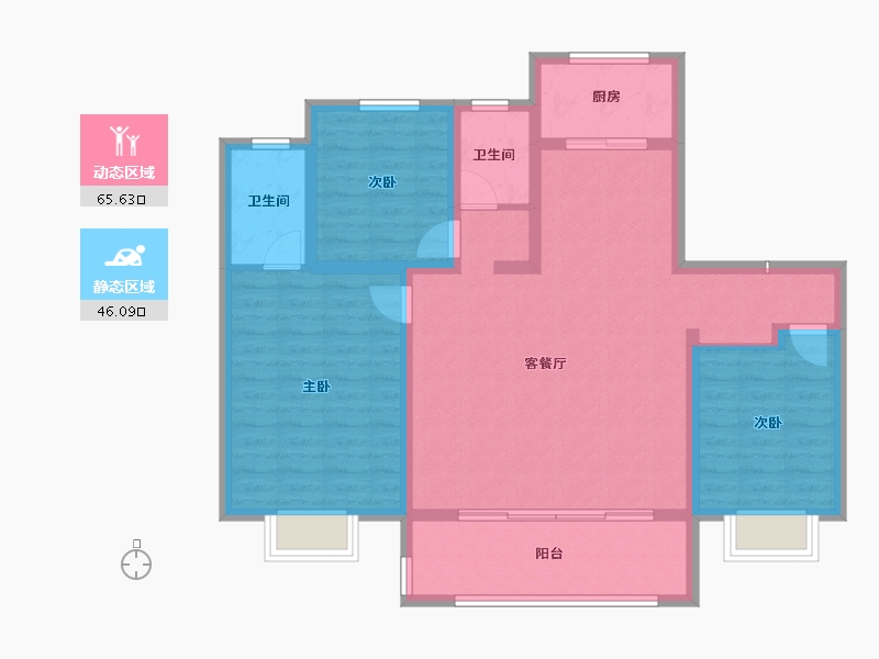 河南省-新乡市-辉县建业共城东望-100.33-户型库-动静分区