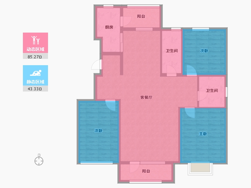 辽宁省-朝阳市-宏运凤凰新城一期-115.24-户型库-动静分区