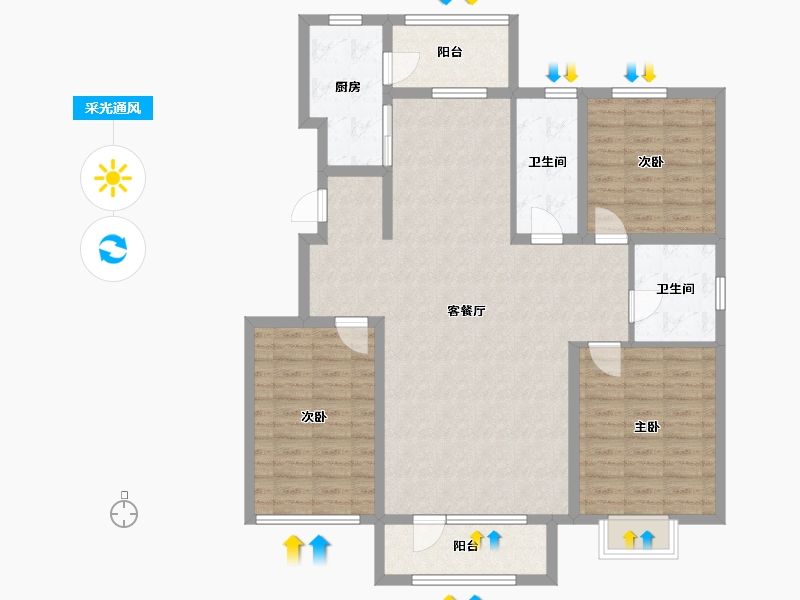 辽宁省-朝阳市-宏运凤凰新城一期-115.24-户型库-采光通风