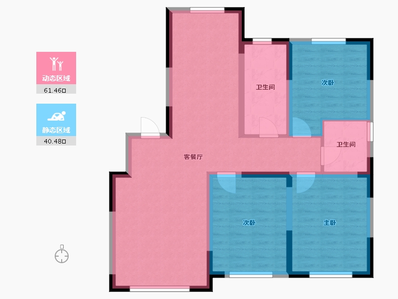 辽宁省-鞍山市-鞍钢新城-91.23-户型库-动静分区