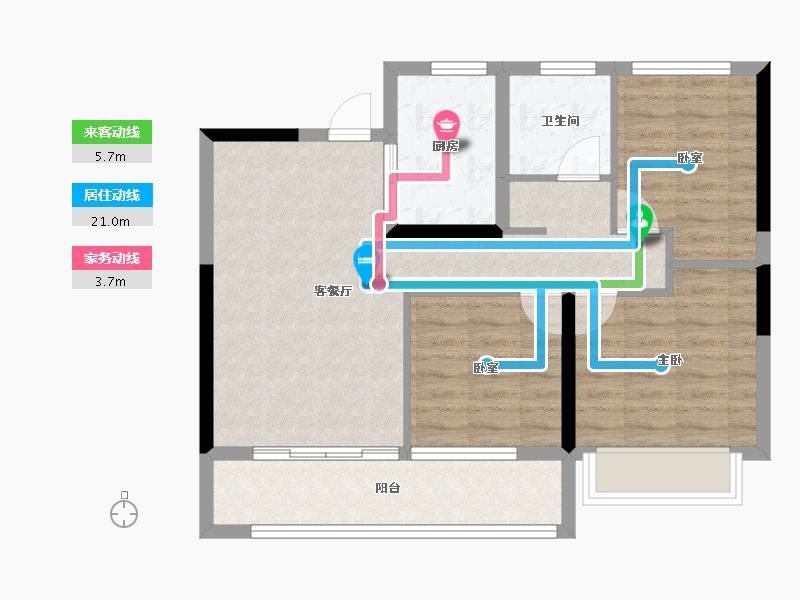 江苏省-无锡市-龙湖粼云上府-71.20-户型库-动静线