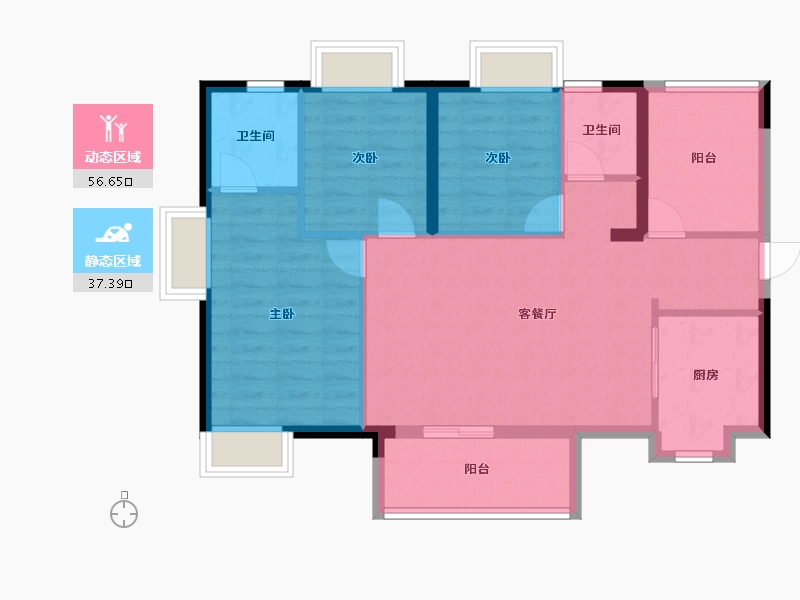 广东省-广州市-保利珑悦-84.65-户型库-动静分区