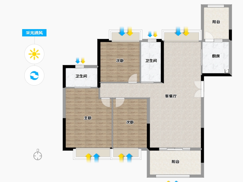 河南省-信阳市-华英中央帝景-129.17-户型库-采光通风