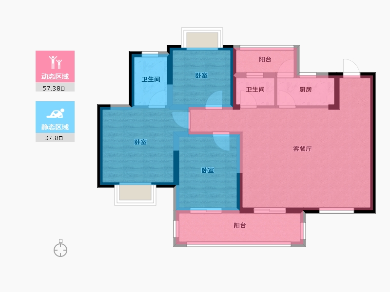 四川省-绵阳市-安州长虹世纪城珺临府-84.28-户型库-动静分区