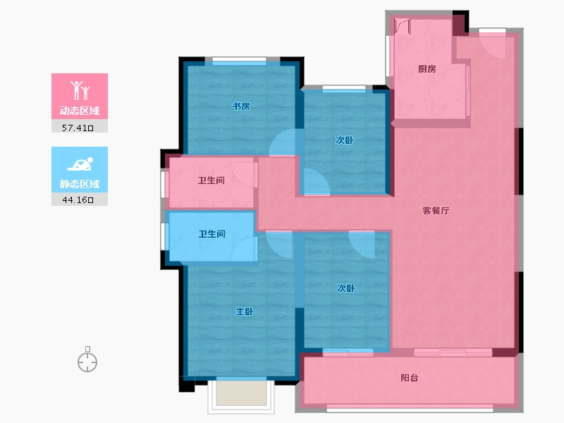 浙江省-杭州市-澳海百合云泽赋-90.40-户型库-动静分区