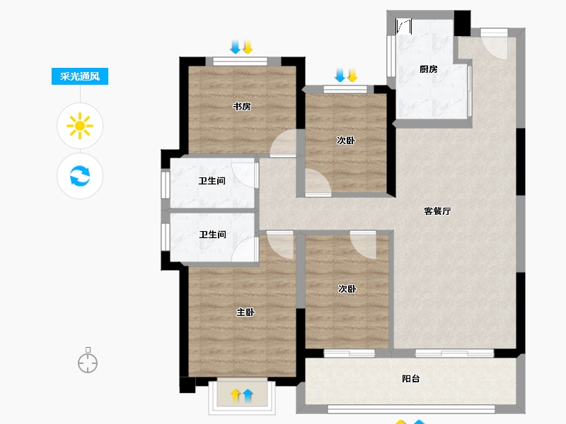 浙江省-杭州市-澳海百合云泽赋-90.40-户型库-采光通风