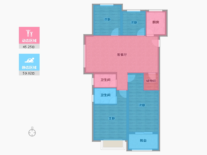 福建省-宁德市-宏地国宾府-93.77-户型库-动静分区