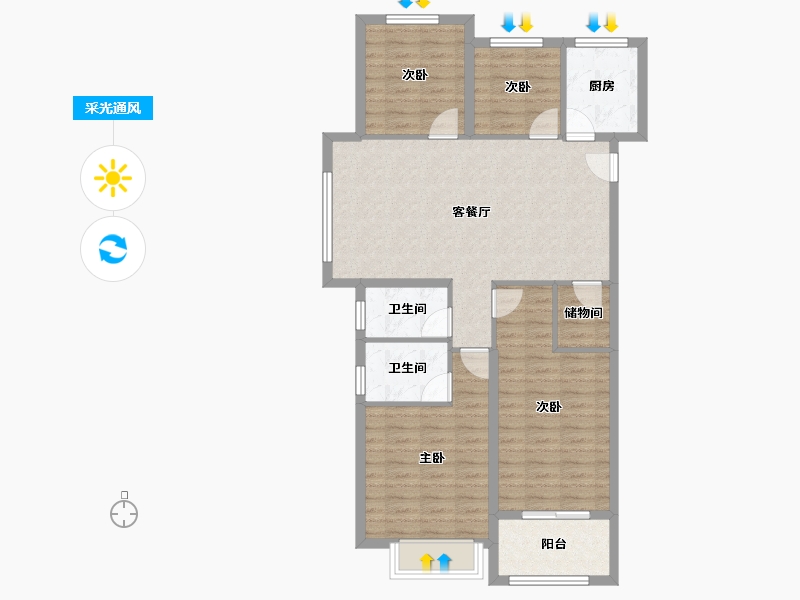 福建省-宁德市-宏地国宾府-93.77-户型库-采光通风