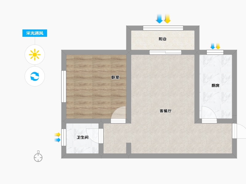 陕西省-宝鸡市-西建福慧城二期-46.77-户型库-采光通风