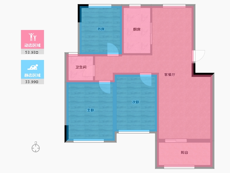 辽宁省-鞍山市-鸿升壹号公馆-77.89-户型库-动静分区