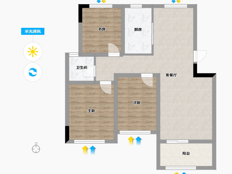 辽宁省-鞍山市-鸿升壹号公馆-77.89-户型库-采光通风