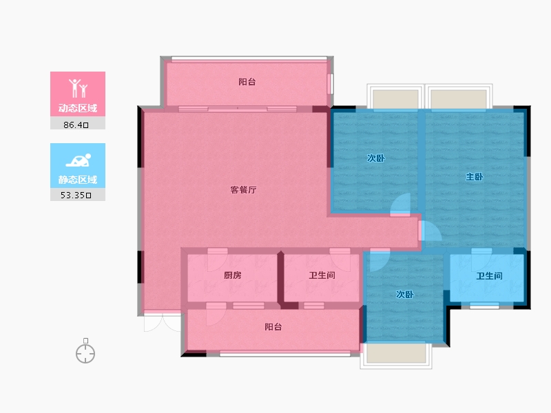 四川省-成都市-东鑫苑云璟-125.00-户型库-动静分区