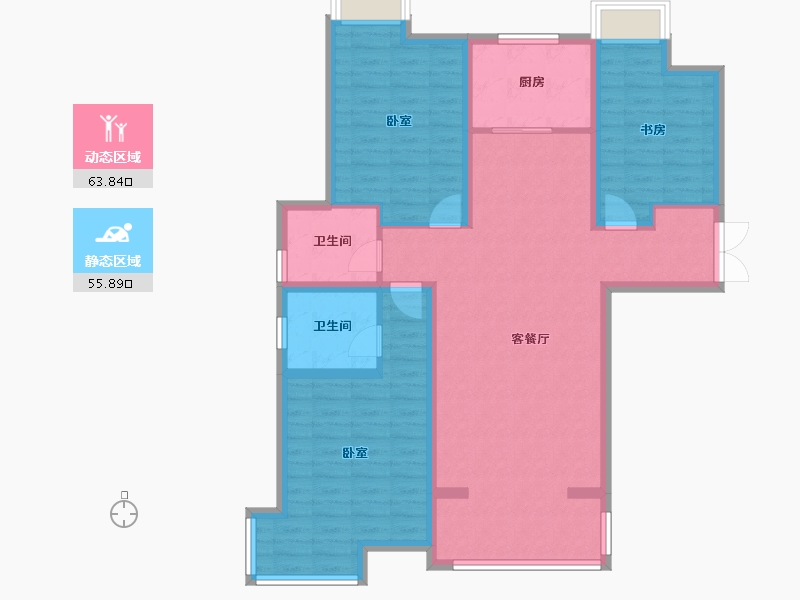 陕西省-渭南市-豪润·公园天下-107.42-户型库-动静分区