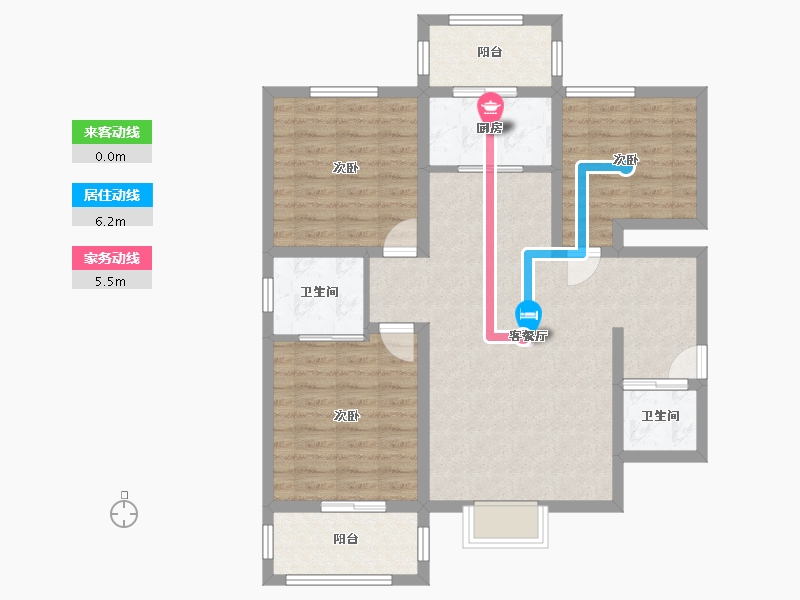 山西省-晋中市-龙城新苑小区-104.00-户型库-动静线