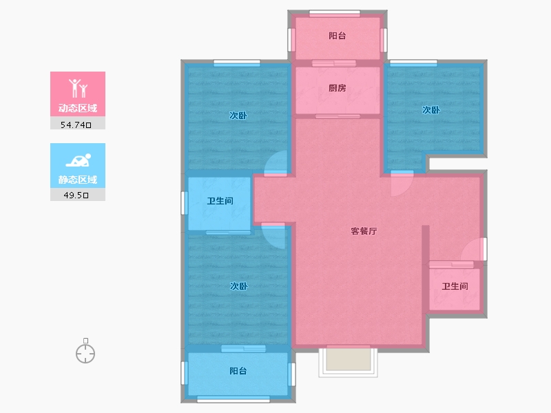 山西省-晋中市-龙城新苑小区-104.00-户型库-动静分区