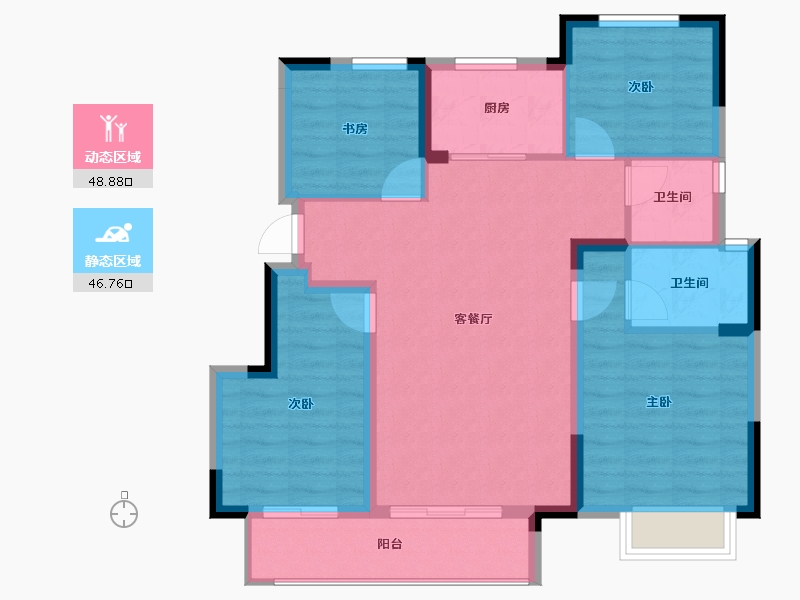 浙江省-宁波市-光语云著-85.95-户型库-动静分区