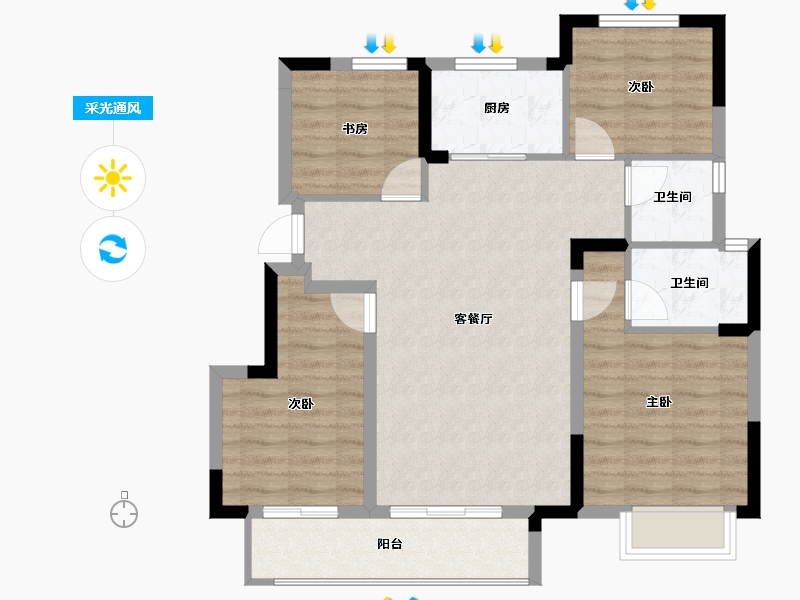 浙江省-宁波市-光语云著-85.95-户型库-采光通风