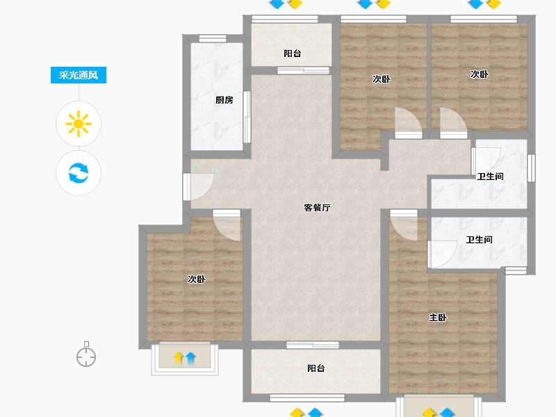 山西省-朔州市-京城港-112.00-户型库-采光通风