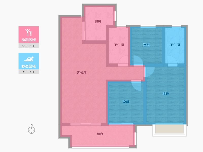 河南省-新乡市-辉县建业共城东望-84.31-户型库-动静分区